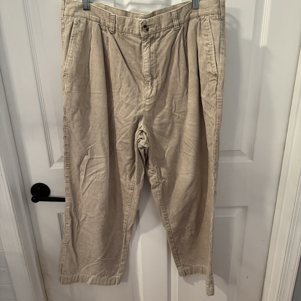 Covington Corduroy Pants 34x26 Beige Vintage Flat front Wide Leg‎ Skatewear
